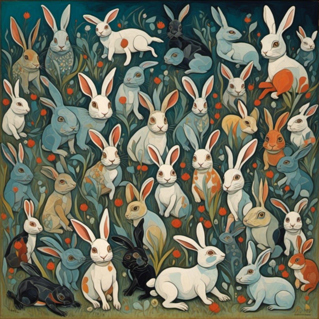 <lora:Barracuda Bunny:1.0>100 bunnies in a field