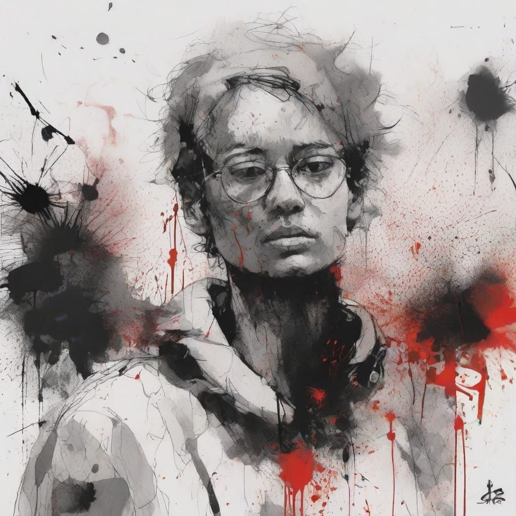 Expressive Ink Splatter Portrait