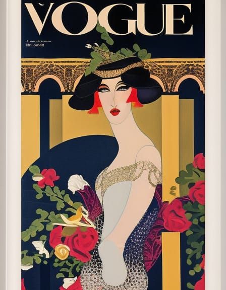 1920s Flapper on Terrace: Vogue Cover Illustration