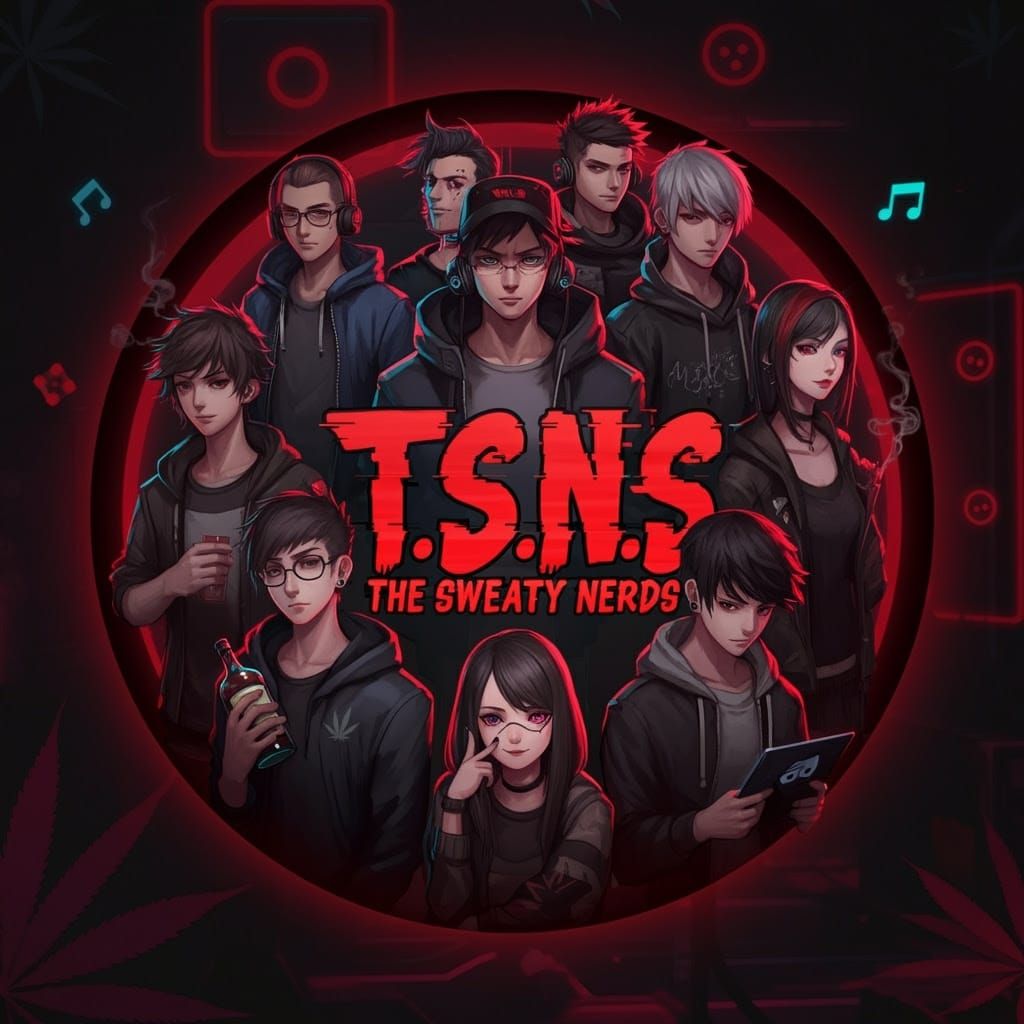 Dark Cyberpunk Logo of T.S.N.S The Sweaty Nerds