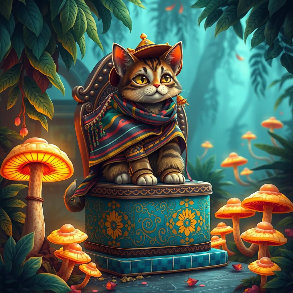 Tacocat on a Throne in Mystical Mesoamerican Jungle