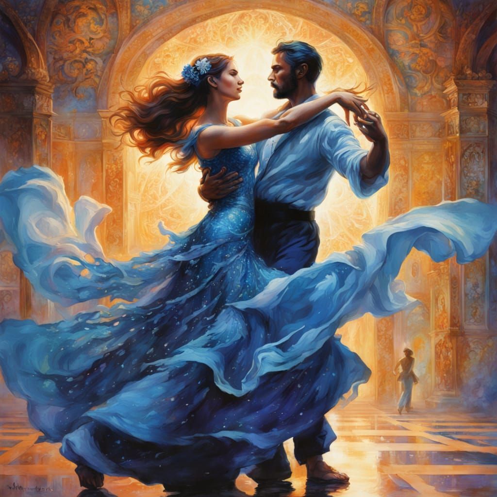 Dancing Couple in Bold Colors, Light and Space