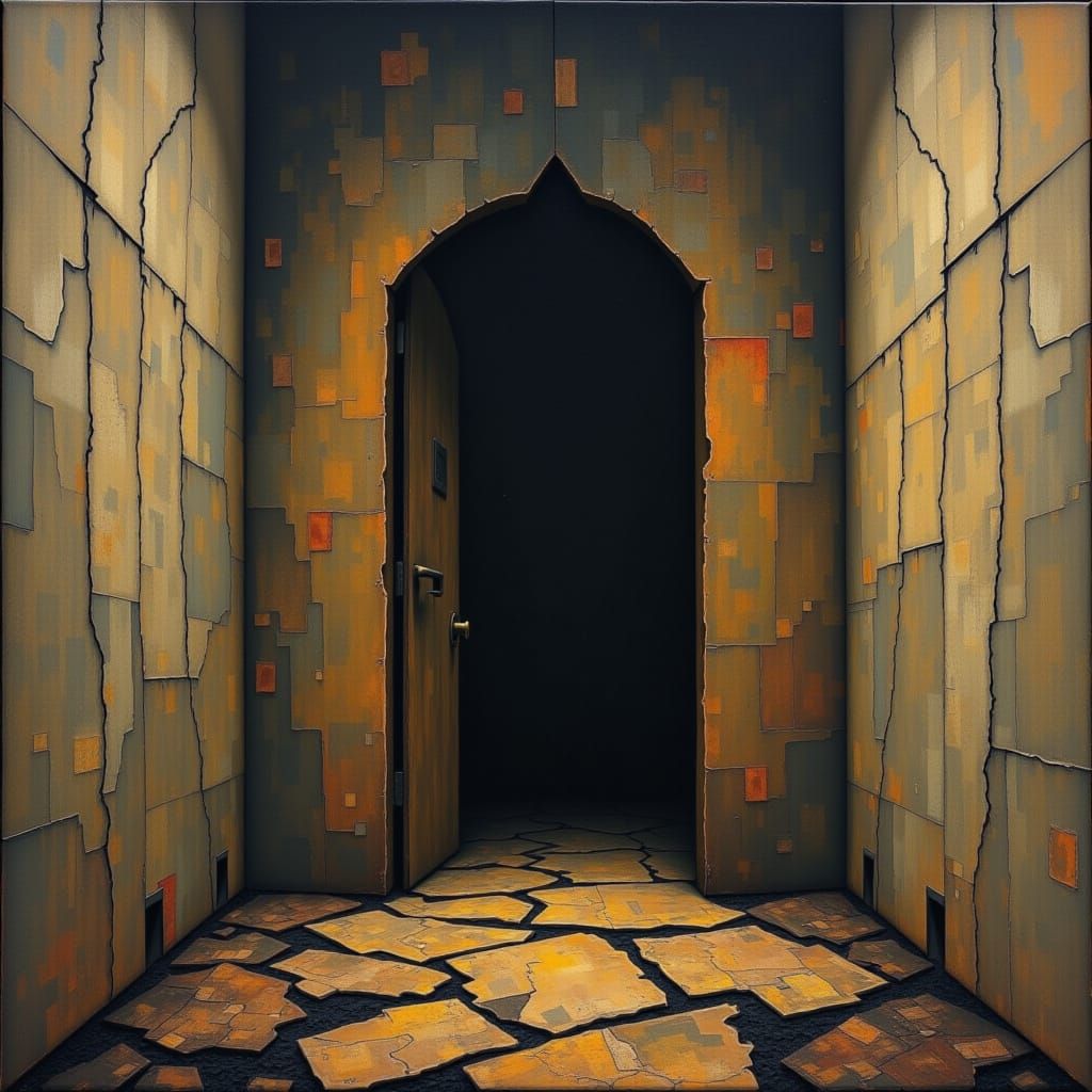 Surreal Doorway to Nowhere with Void Threshold