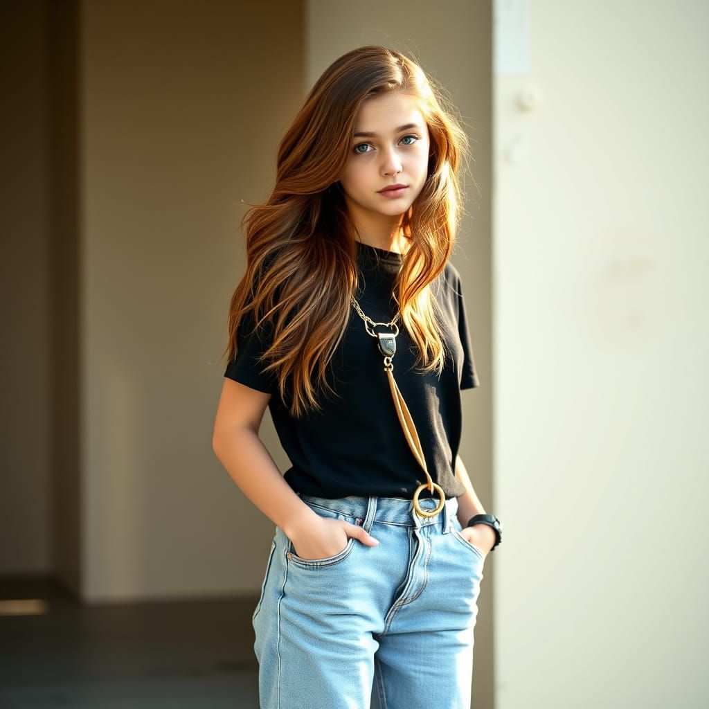 Youthful Girl in Everyday Style