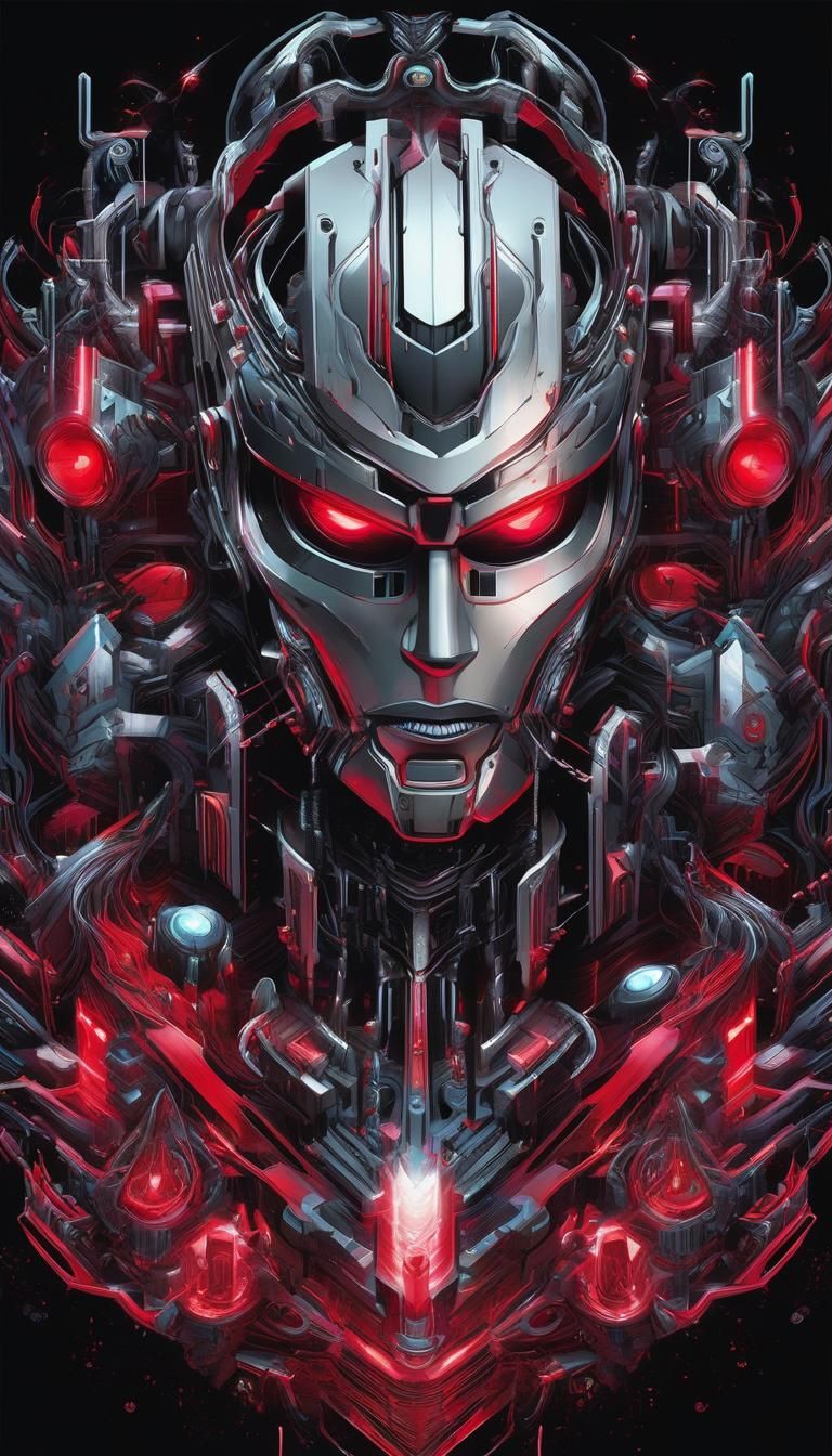 Cybernetic T-Shirt Design with Dark Magic Splash