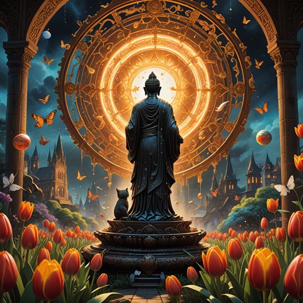 Hyperrealistic Splash Art: Buddha, Jesus, and Pinocchio in A...