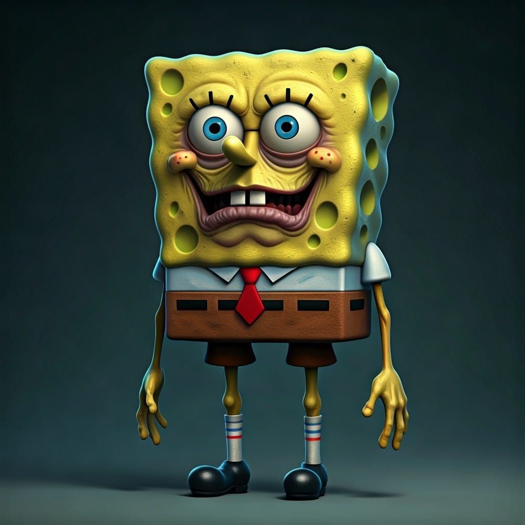Ancient, Withered Spongebob in a State of Extreme Decay