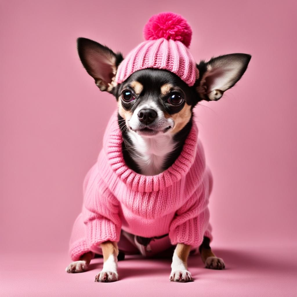Chihuahua in Pink Knitwear