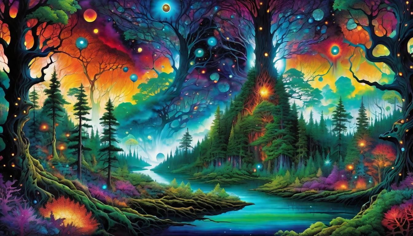 Intergalactic Forest with Psychedelic Naturepunk Landscape
