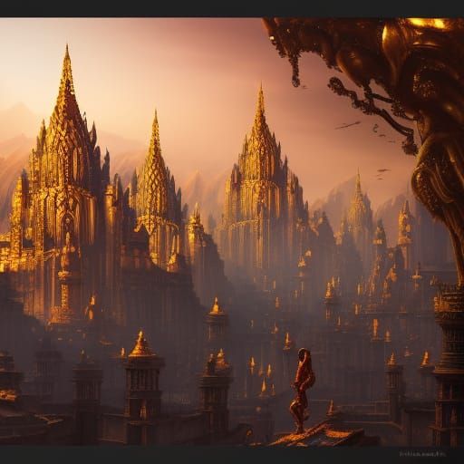 Golden Dravidian City: Detailed Matte Painting