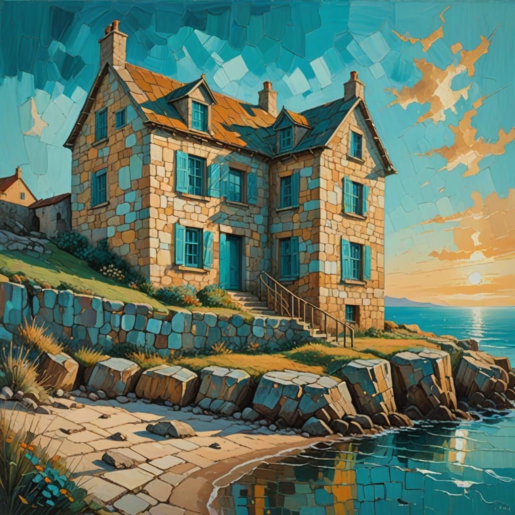 old stone house by the sea