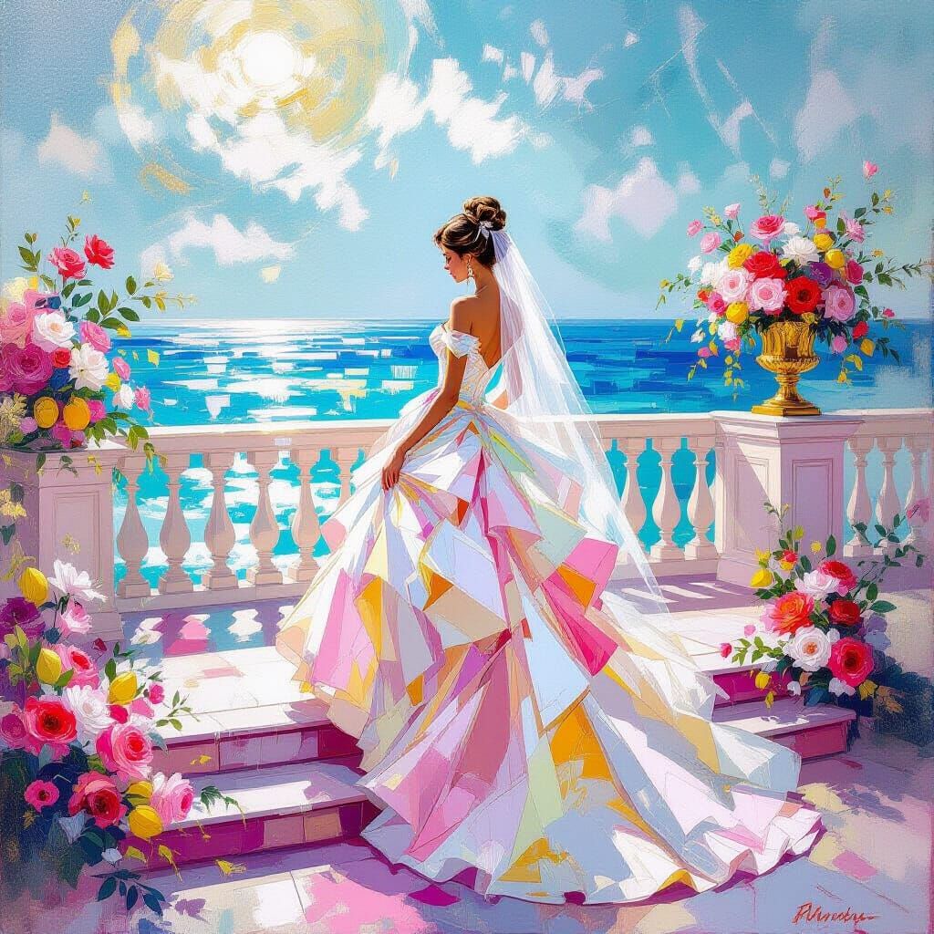 Bride in Metamodern Style with Rococo and Impressionist Infl...