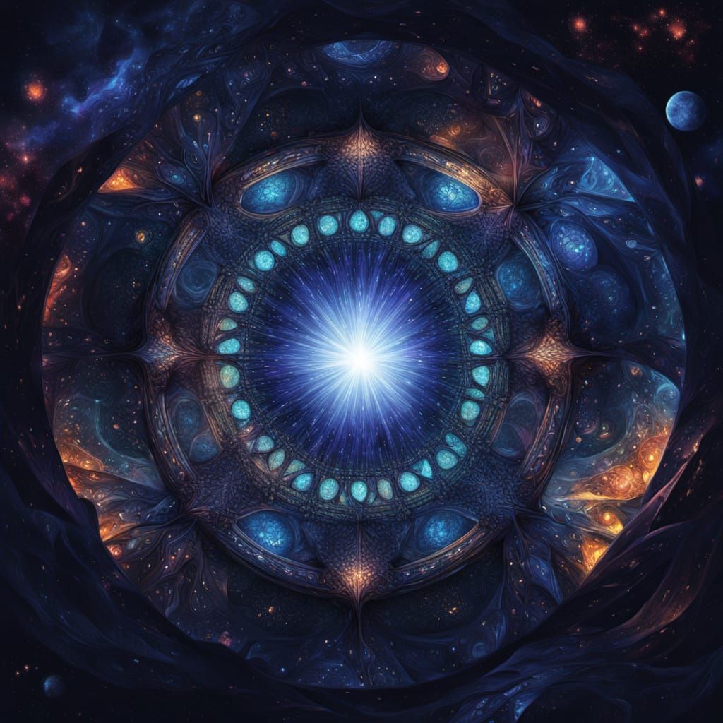 Fractal Stained Glass Sky in Neon Palette