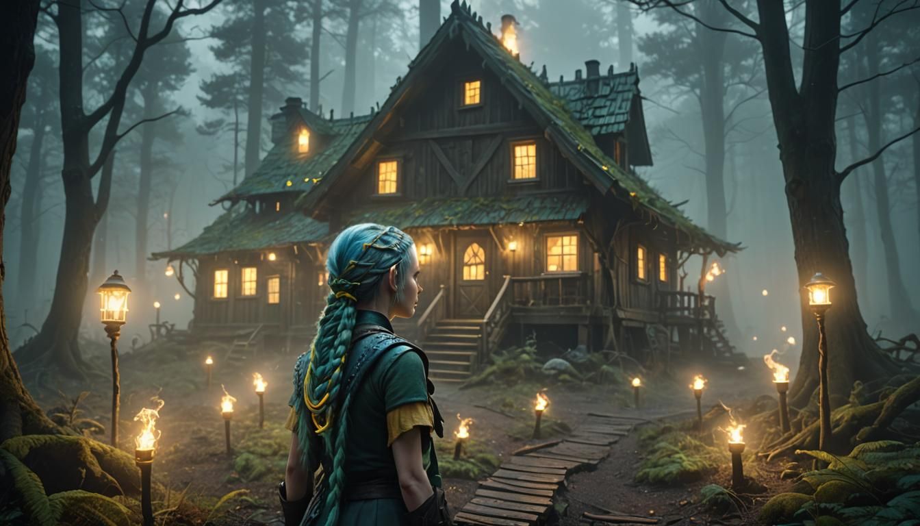 Mysterious Elf Emerges from the Shadows in a Dark Forest