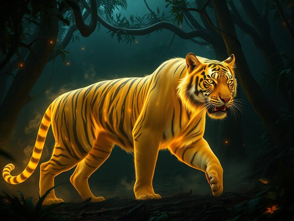 Ethereal Ghost Tiger in Tropical Forest