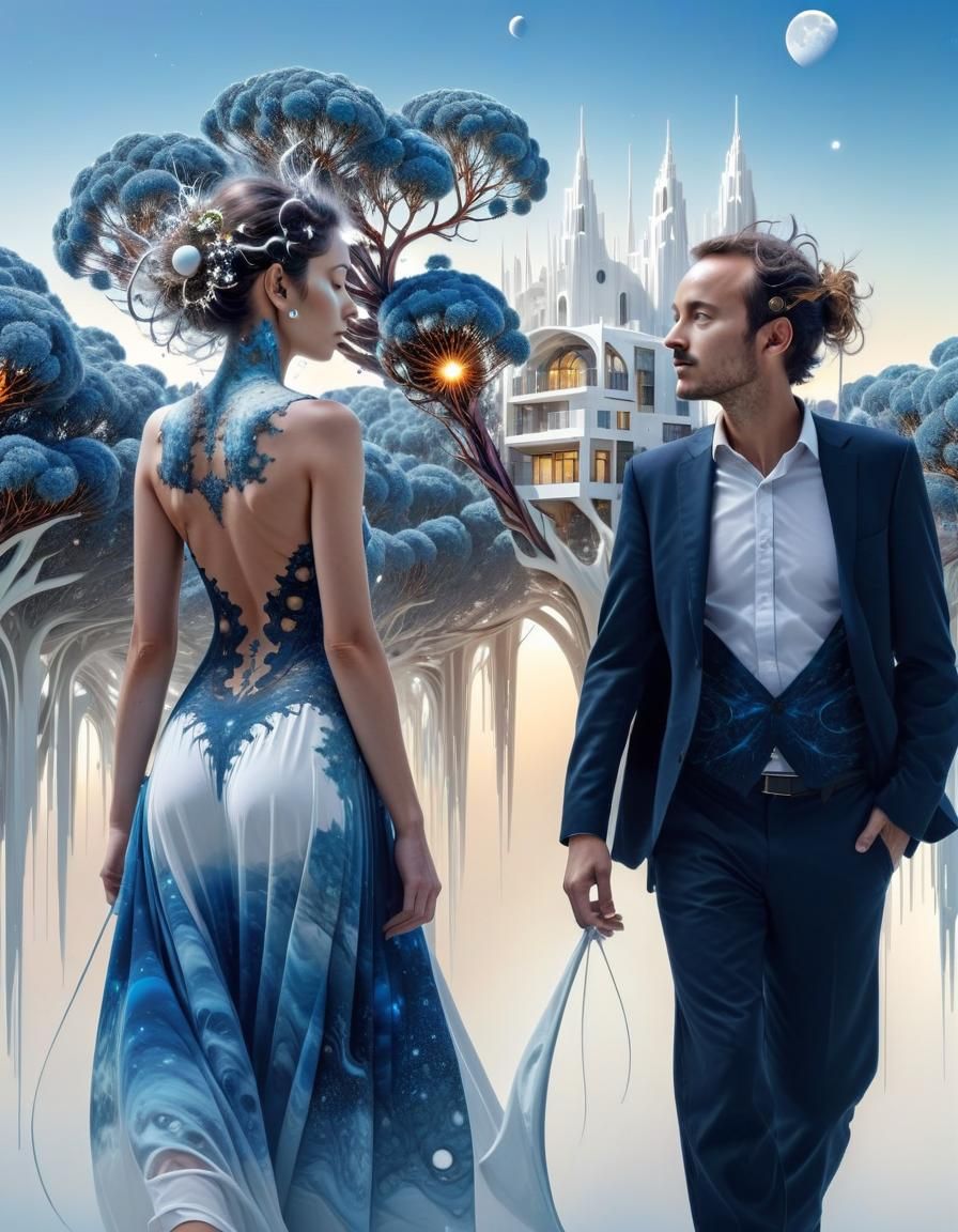 Cosmic City in Fractal Expressionism Style