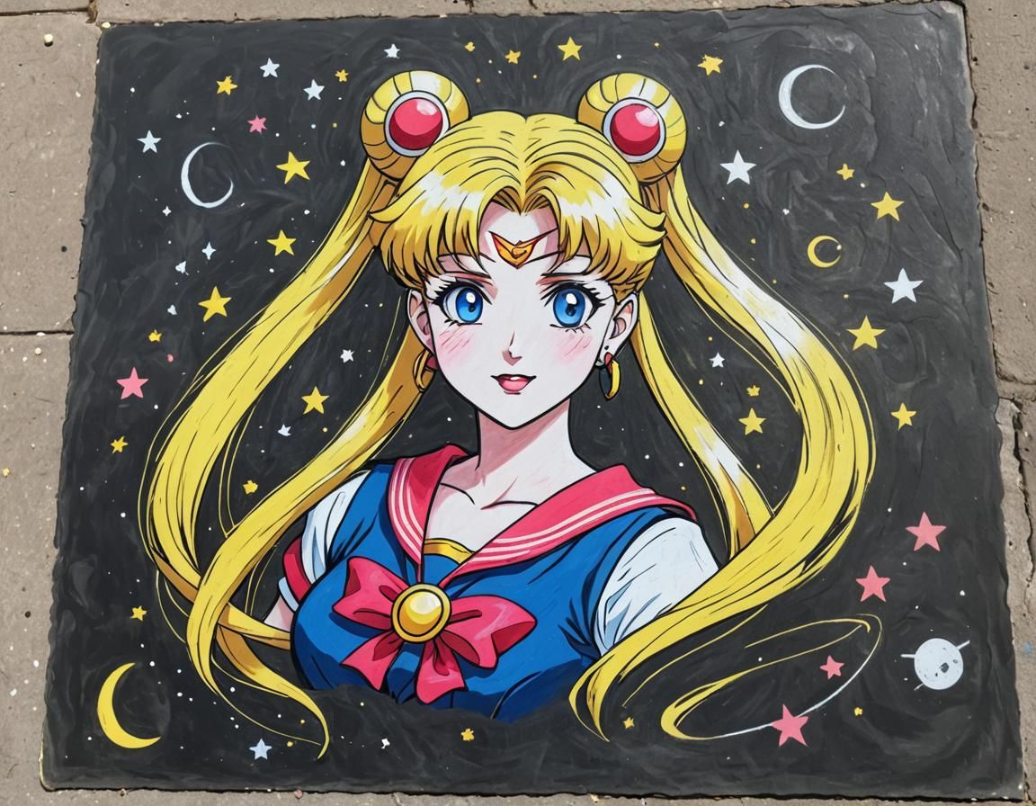 Sailor Moon Chalk Art Illustration