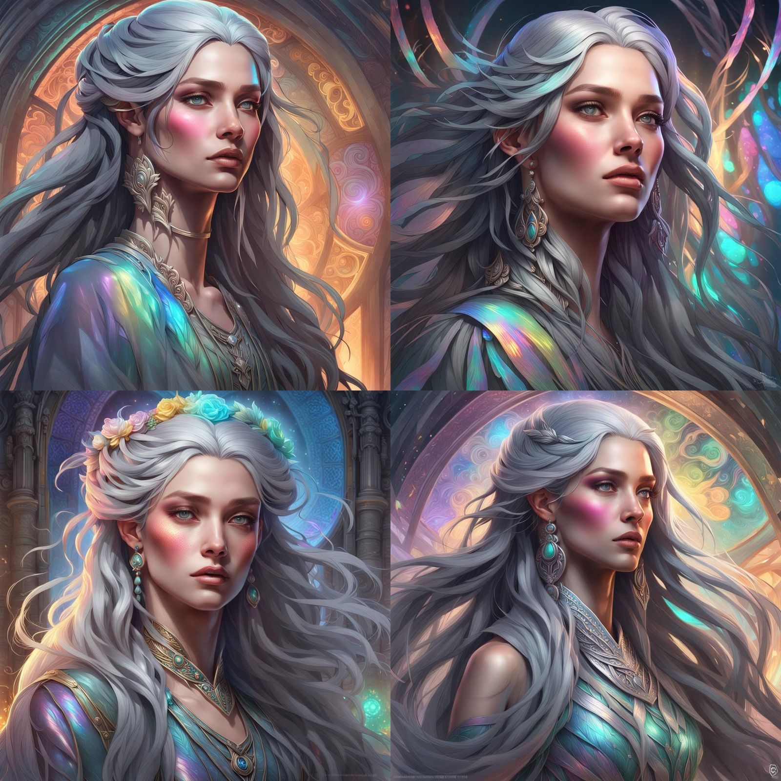 Iridescent Goddess Portrait in Digital Art Style