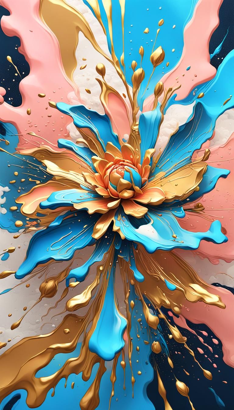 Abstract Peach Sakura Flower Graffiti Art