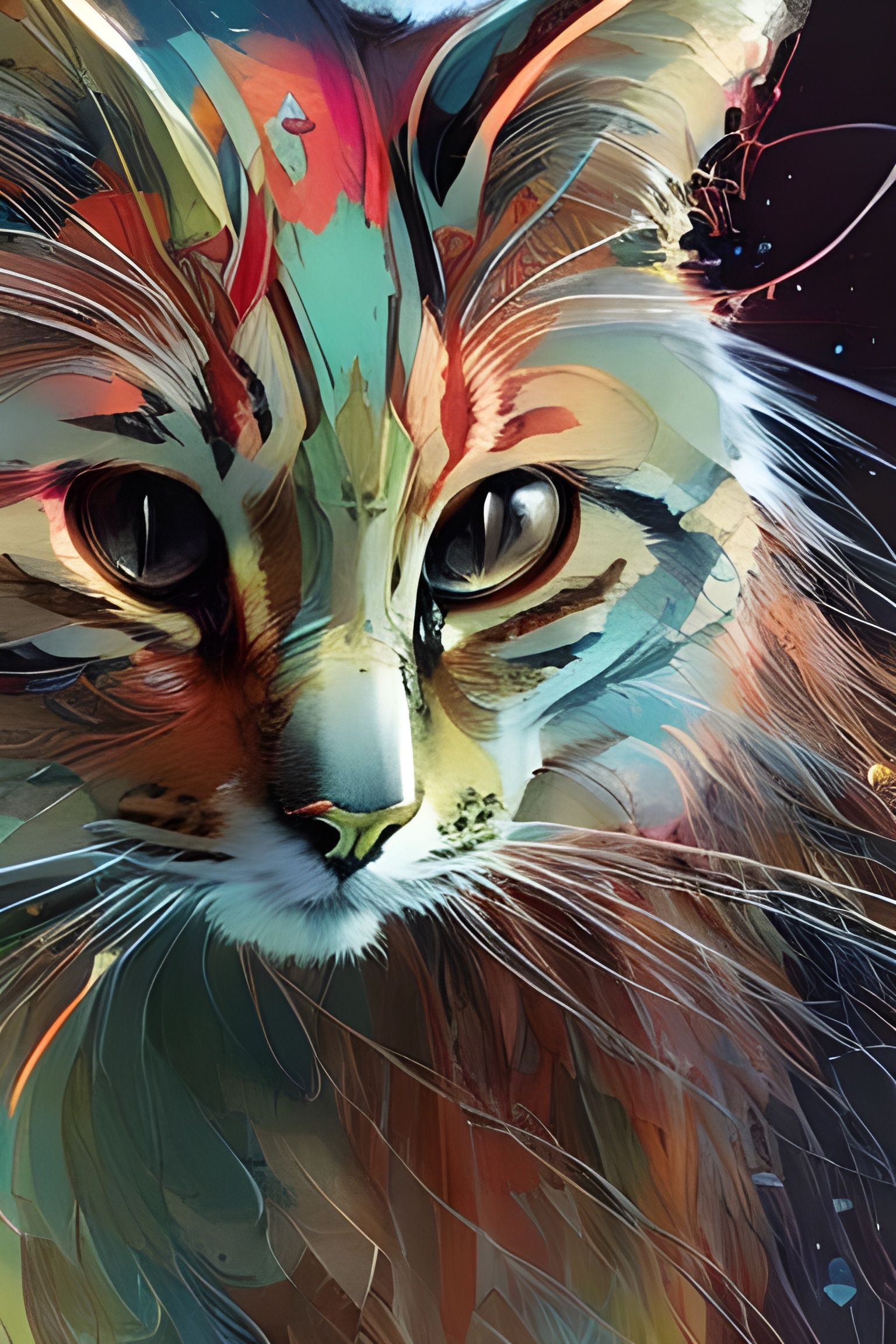 Majestic Nebulous Cat in Luminous Colors