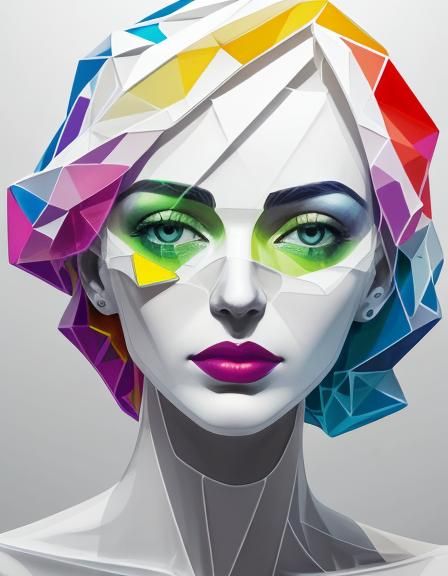 Abstract Acrylic Portrait on White