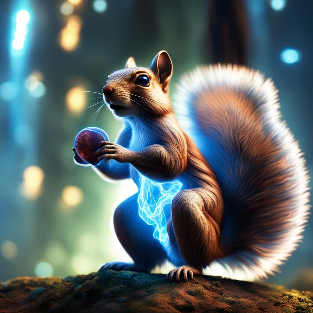 Holographic Squirrel Formed by Blue Laser Light