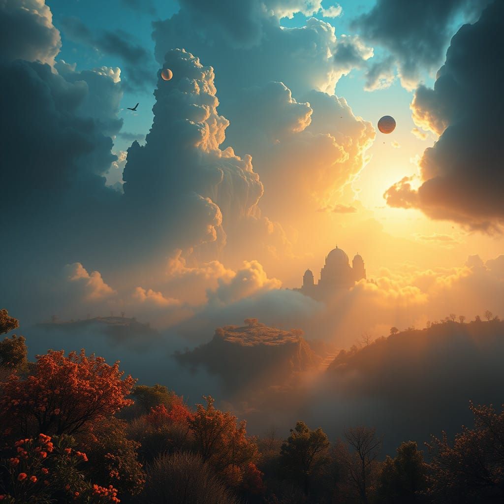 Mystical Dreamlike Scene in Vibrant Hues