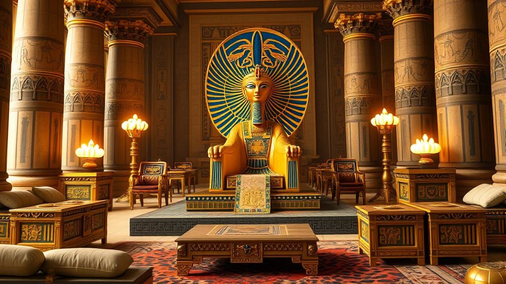 Ancient Egyptian Throne Room in Luxurious Grandeur