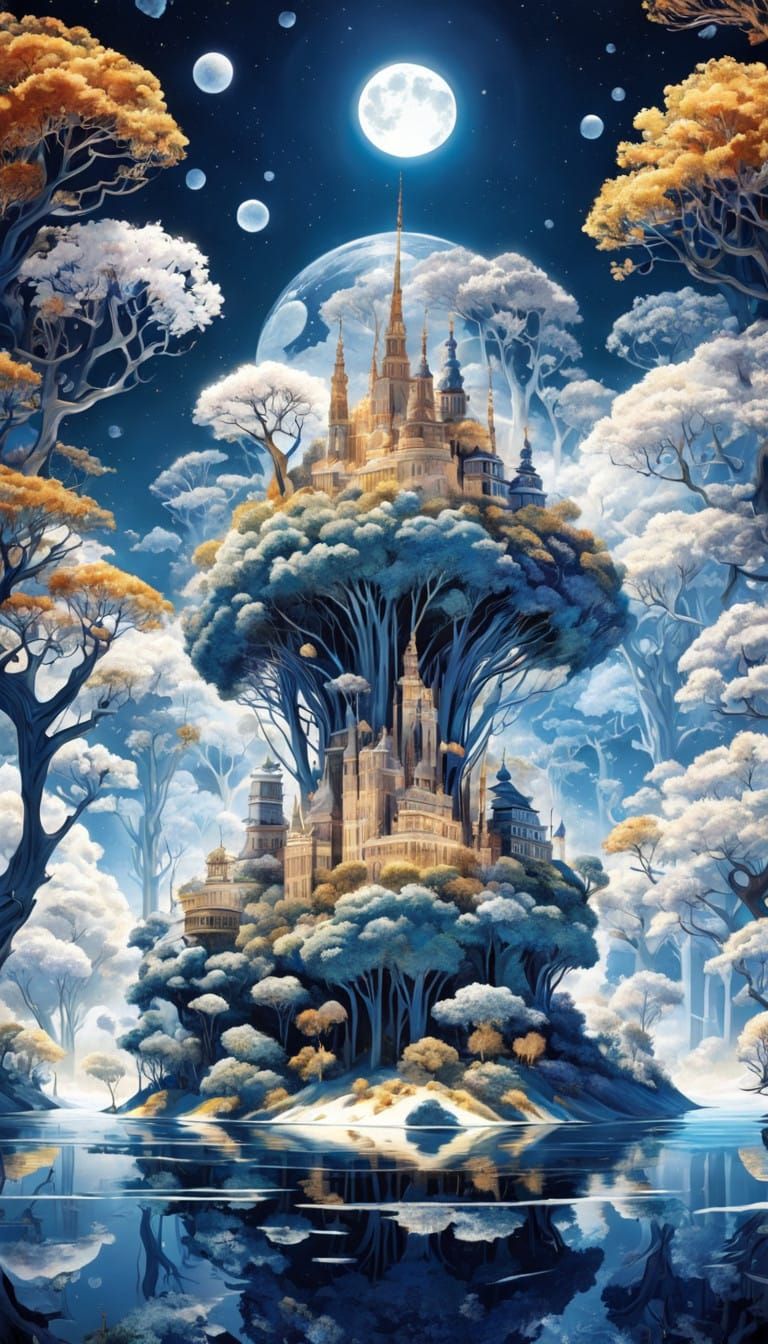 Surreal Cosmic Cityscape Blends Nature and Architecture in M...