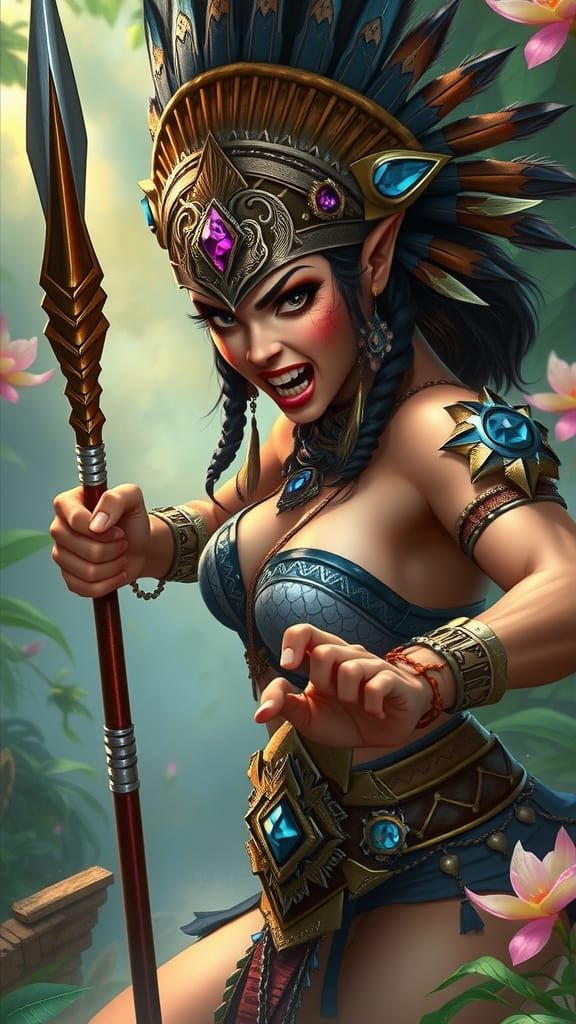 Majestic Hyperrealistic Warrior Princess Ready to Strike