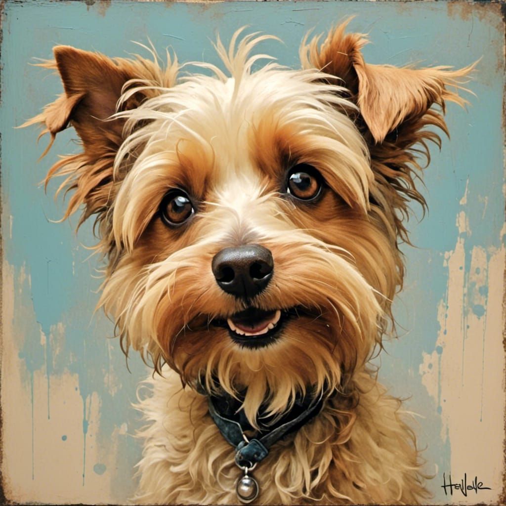 Adorable Scruffy Dog with Chalk Paint Finish