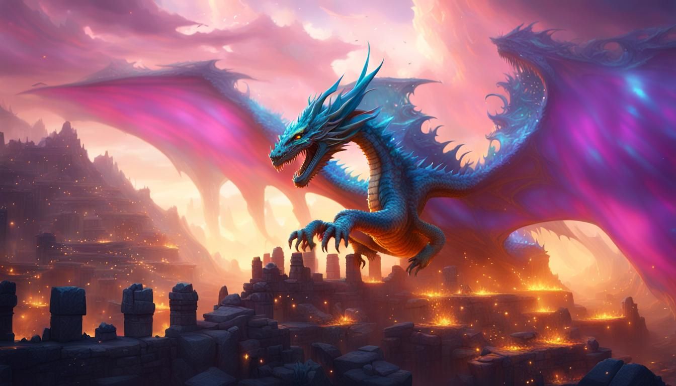 Majestic Dragon Soaring Through Mystical Realm