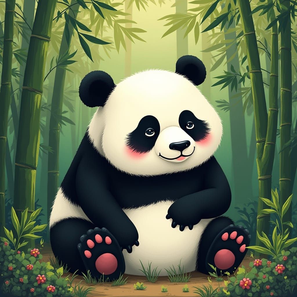 Peaceful Panda in Whimsical Style