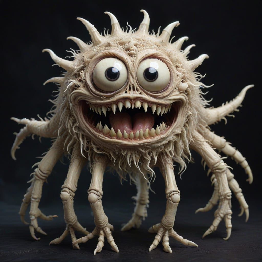 Cute Monster with Googly Eyes and Sharp Teeth