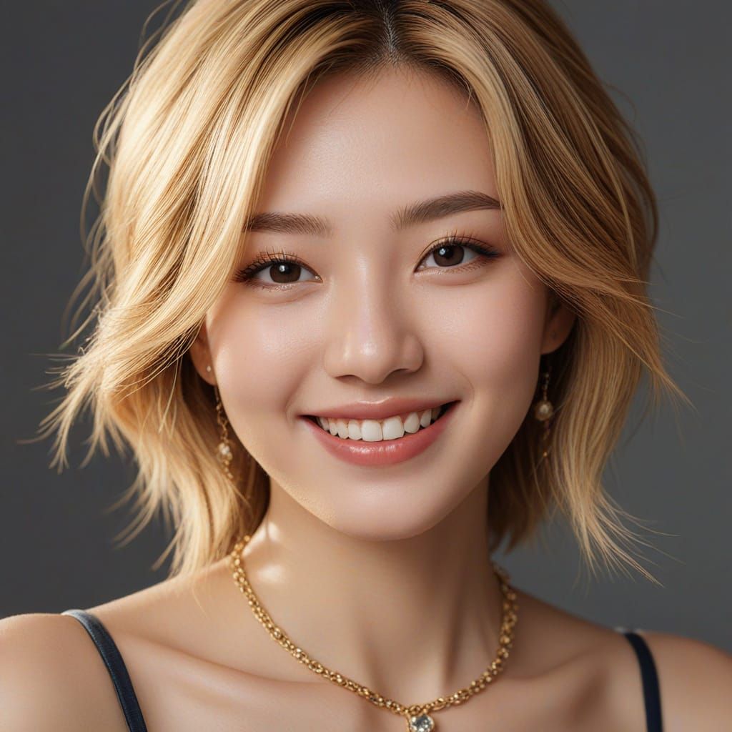 Elegant Young Woman in Gold Accents, High-Key Lighting