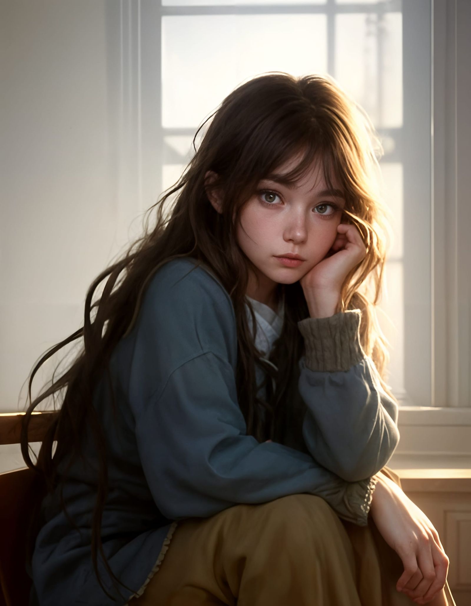 Beautiful Portrait of a Disheveled Girl