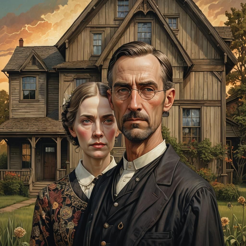 Gothic American Gothic: A Reimagining in Art Deco Style