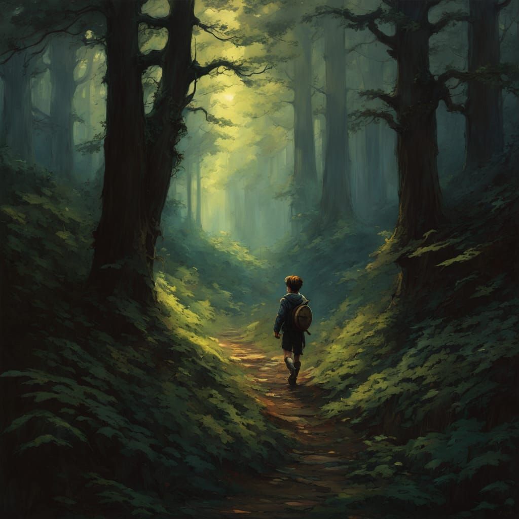 A Young Adventurer Embarks on a Whimsical Forest Quest in Ch...
