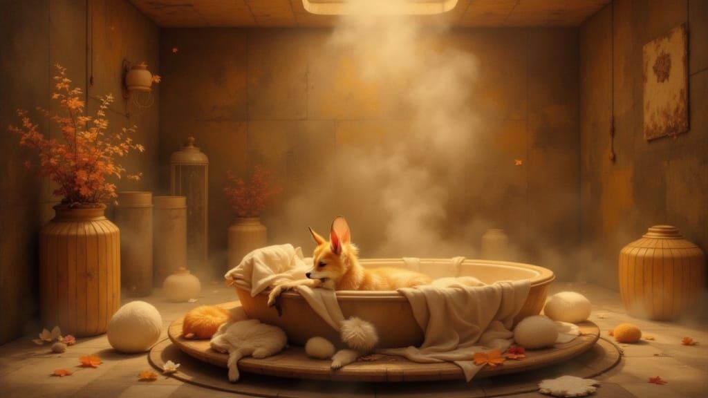 Misty Sauna Interior in Atmospheric Style