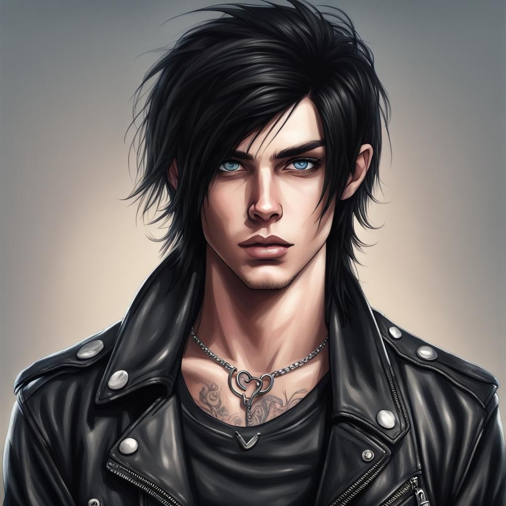 Handsome Emo Boy with Piercing Blue Eyes