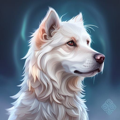 Icy Dog Portrait in Hyperdetailed Digital Art