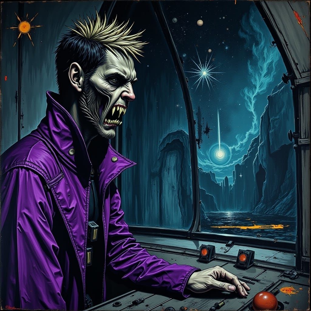 Spaceship Captain Observes Nebula, Moebius Style