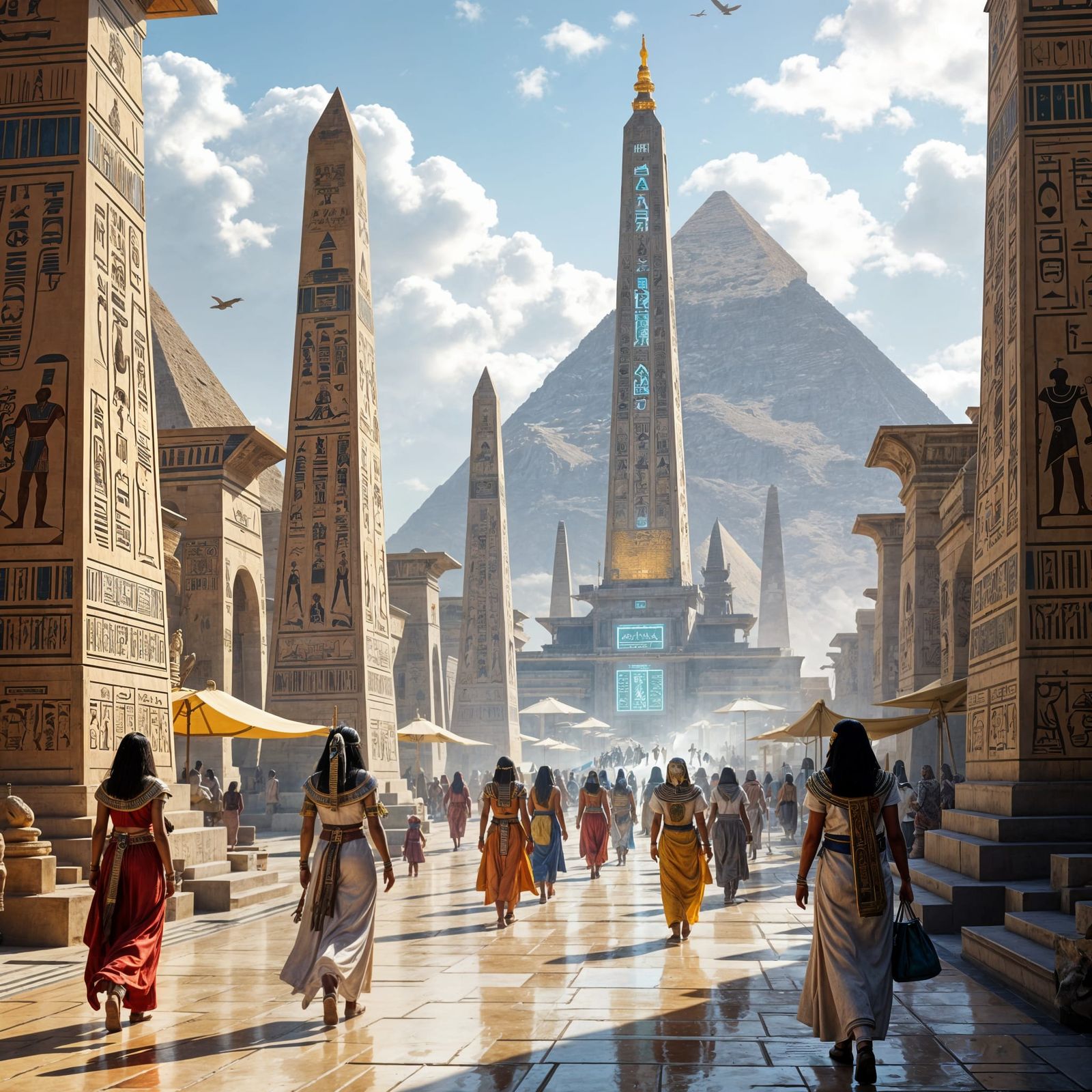 Futuristic Egyptian City with Ancient Elements