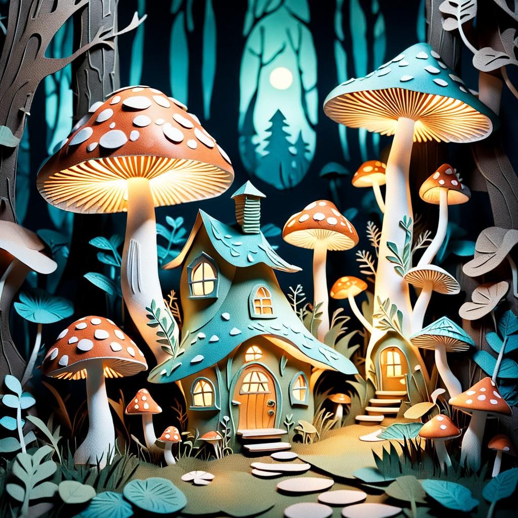 Enchanted Forest Fairy House in Paper Cut Art