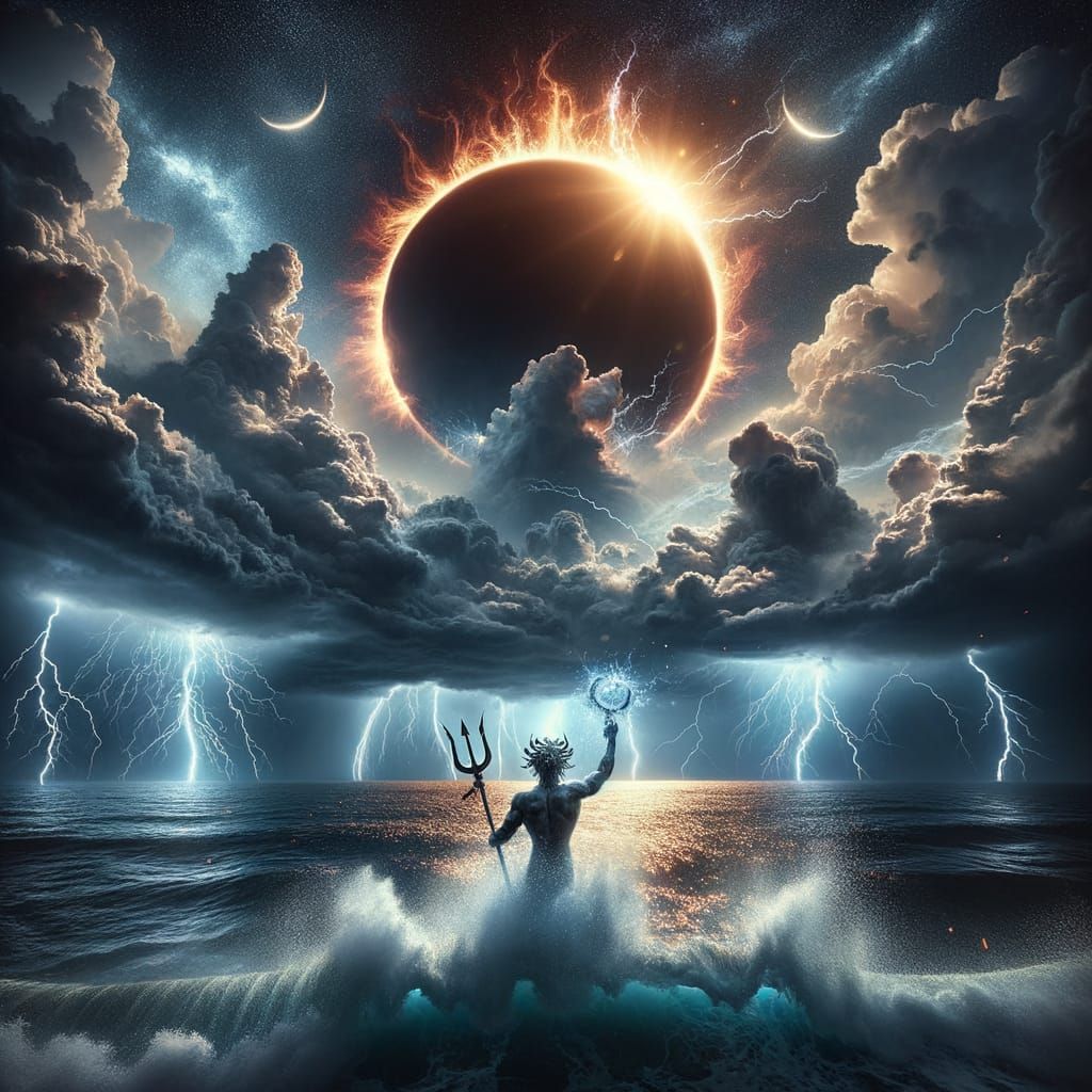 Ethereal Ring of Fire Eclipse Over the Ocean