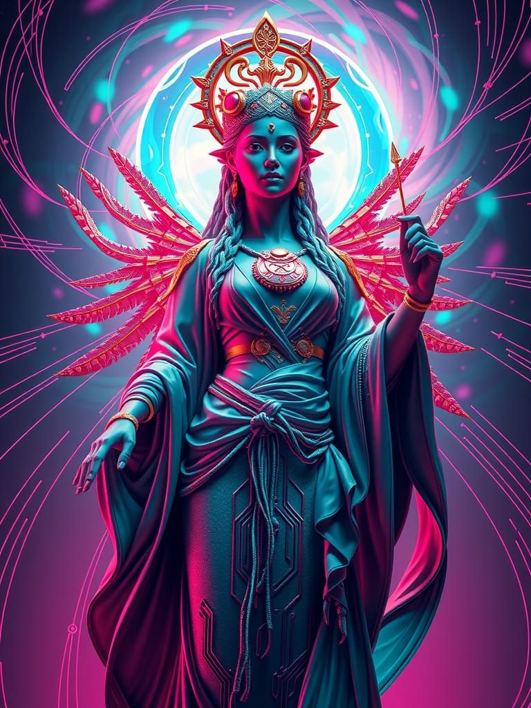 Goddess of Wealth in Biopunk Pop Art