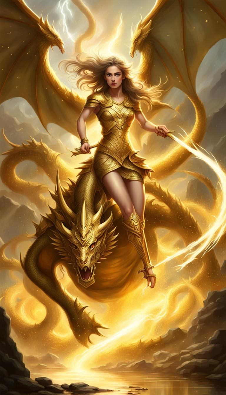 Princess Versus Dragon Queen in Golden Light
