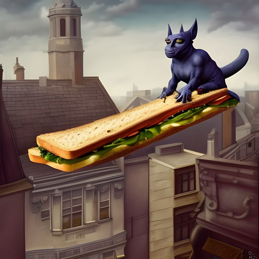 Gargoyle's Lunch Break: Rooftop Sandwich Feast
