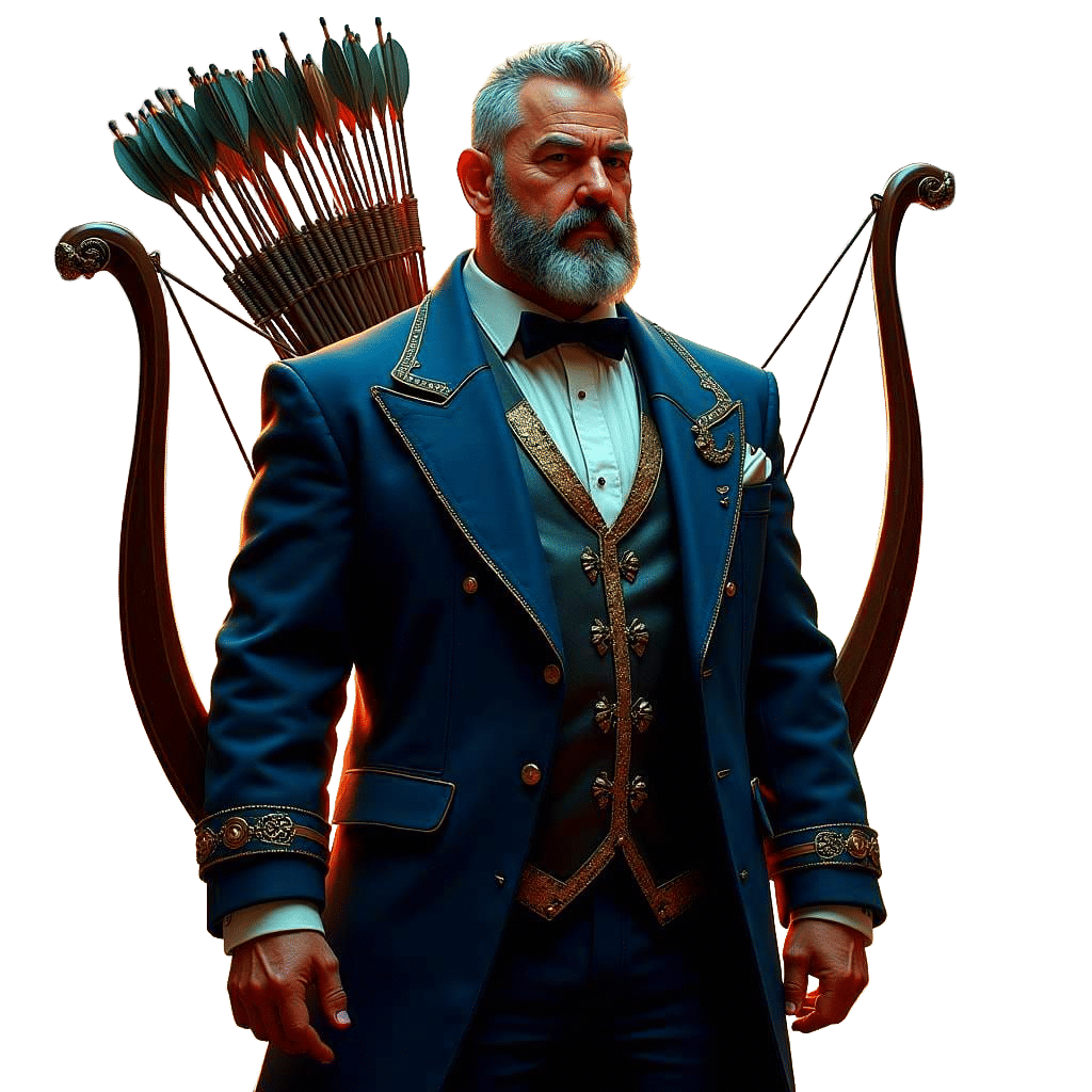 Bold Bard with Harp Bow and Arrows