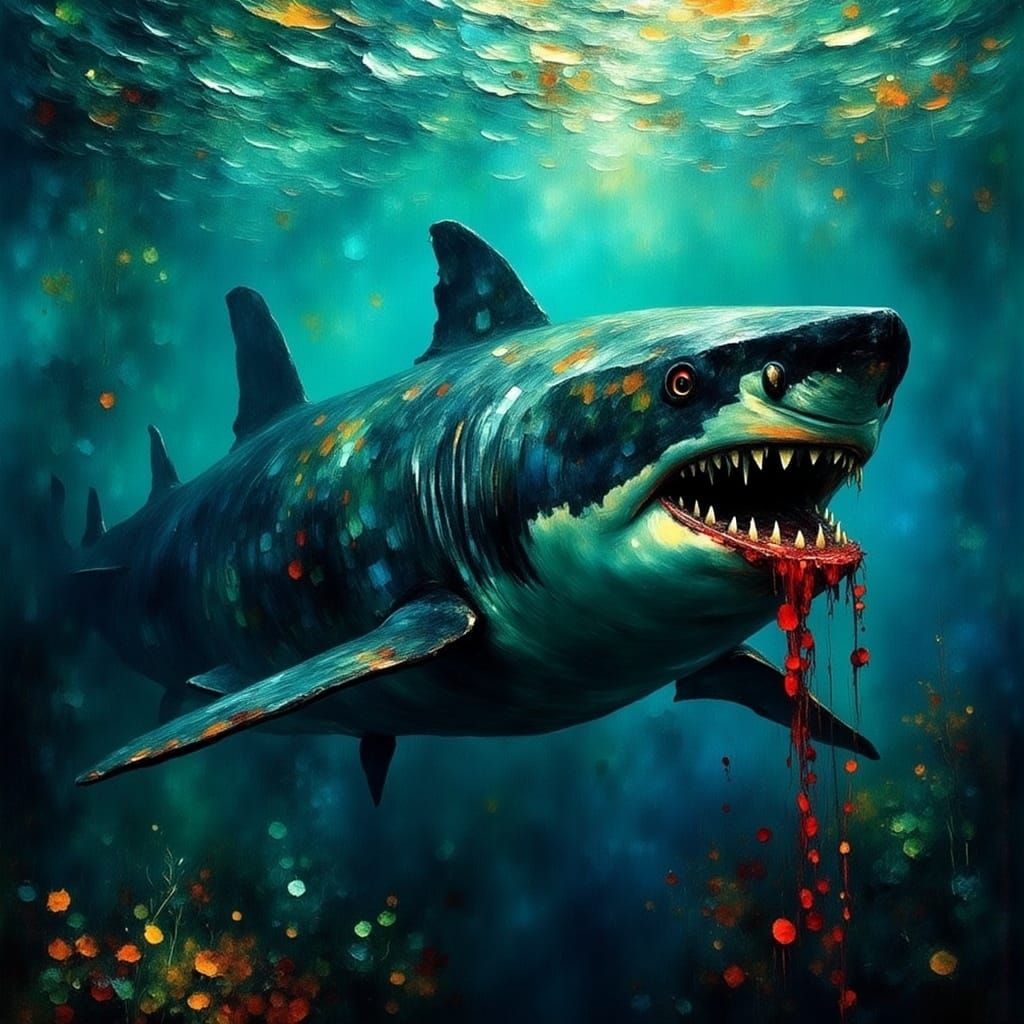 Fierce Shark in Bloody Waters